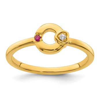 14k Dia. Heart w/ 1 Birthstone Mother's Circle Ring Semi-mount — alternate view