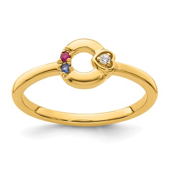 14k Dia. Heart with 2 Birthstone Mother's Circle Ring Semi-mount — alternate view