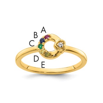 14k Diamond Heart w/ 5 Birthstone Mother's Circle Ring Semi-mount