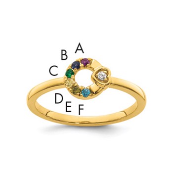 14k Dia. Heart with 6 Birthstone Mother's Circle Ring Semi-mount