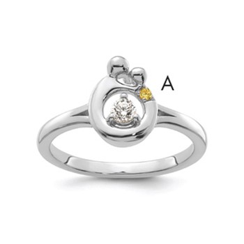 14k WG Diamond with 1 Birthstone Mother/Child Ring Semi-mount