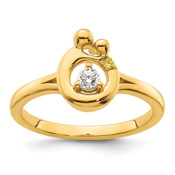 14k Diamond with 1 Birthstone Mother/Child Ring Semi-mount — alternate view