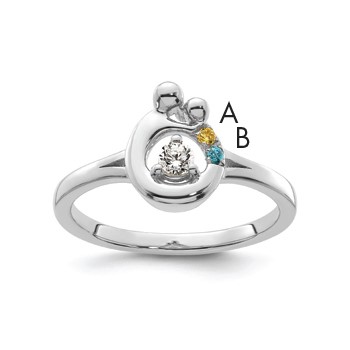 14k WG Diamond with 2 Birthstone Mother/Child Ring Semi-mount