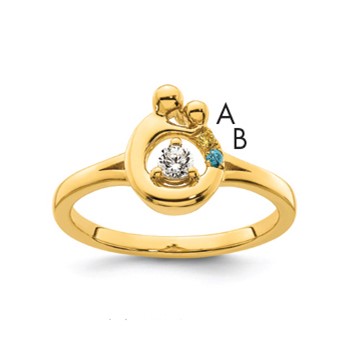 14k Diamond with 2 Birthstone Mother/Child Ring Semi-mount