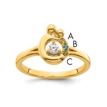14k Diamond with 3 Birthstone Mother/Child Ring Semi-mount