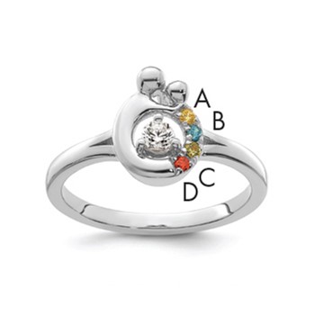 14k WG Diamond with 4 Birthstone Mother/Child Ring Semi-mount
