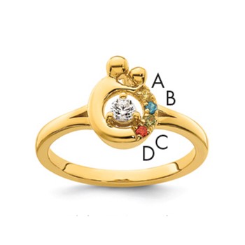 14k Diamond with 4 Birthstone Mother/Child Ring Semi-mount