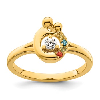 14k Diamond with 4 Birthstone Mother/Child Ring Semi-mount — alternate view