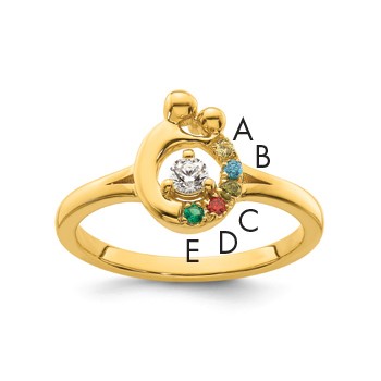 14k Diamond with 5 Birthstone Mother/Child Ring Semi-mount