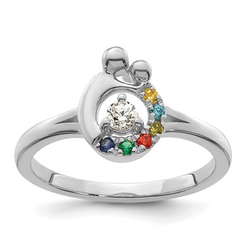 14k WG Diamond with 6 Birthstone Mother/Child Ring Semi-mount — alternate view