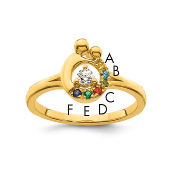14k Diamond with 6 Birthstone Mother/Child Ring Semi-mount