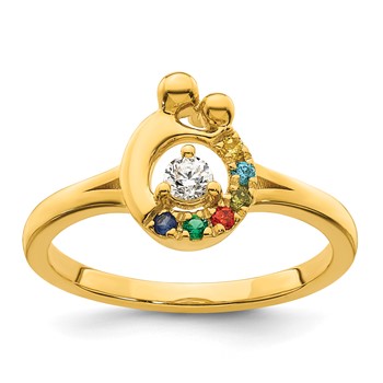 14k Diamond with 6 Birthstone Mother/Child Ring Semi-mount — alternate view