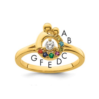 14k Diamond with 7 Birthstone Mother/Child Ring Semi-mount