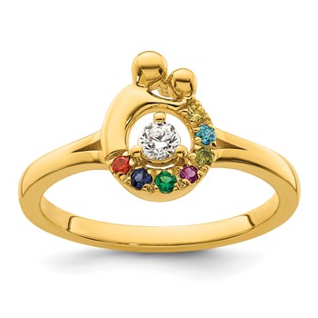 14k Diamond with 7 Birthstone Mother/Child Ring Semi-mount — alternate view