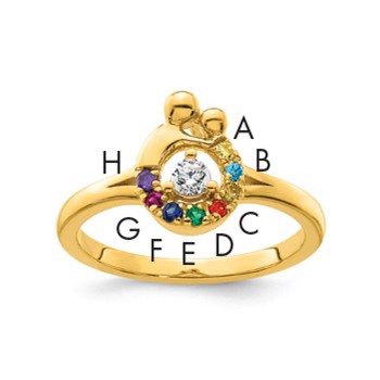 14k Diamond with 8 Birthstone Mother/Child Ring Semi-mount