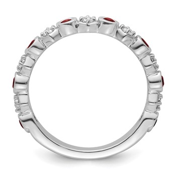 14K White Gold Polished 1/4 carat Diamond and Ruby Fashion Band — alternate view