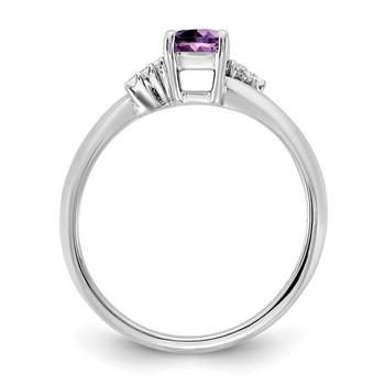 14K White Gold Polished Diamond and Amethyst Fashion Ring — alternate view
