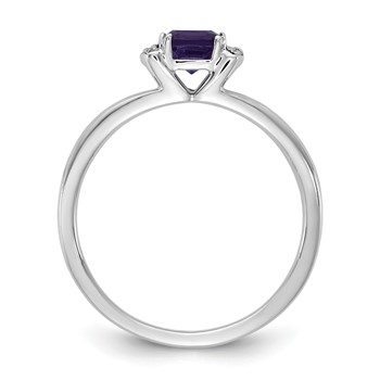 14K White Gold Polished Diamond and Amethyst Fashion Ring — alternate view
