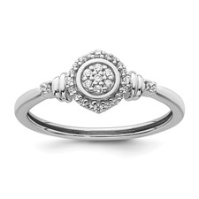Image of 14k White Complete Diamond Round Cluster Halo Engagement Ring
