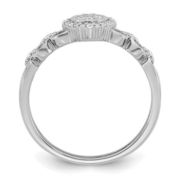 14k White Gold Complete Diamond Round Cluster Halo Engagement Ring — alternate view