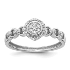 Image of 14k White Complete Diamond Round Cluster Halo Engagement Ring