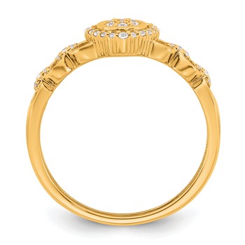 14k Complete Diamond Round Cluster Halo Engagement Ring — alternate view