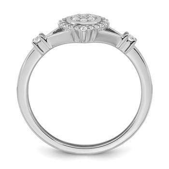 14k White Gold Complete Diamond Round Cluster Halo Engagement Ring — alternate view