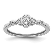 Image of 14k White Complete Diamond Cluster Oval Engagement Ring