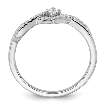 14k White Gold Complete Diamond CrissCross Promise Ring — alternate view