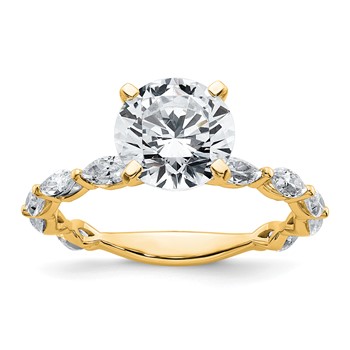 True Origin 14K Yellow Gold 5/8 carat Lab Ground Diamond VS+ F+ Semi-Mount Round Engagement Ring