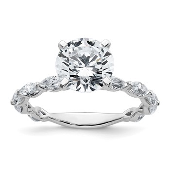 True Origin 14K White Gold 5/8 carat Lab Grown Diamond VS+ F+ Semi-Mount Round Engagement Ring