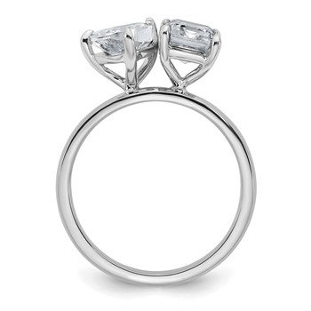 True Origin 14K White Gold 2 7/8 carat Lab Grown Diamond VS+ F+ Complete Pear and Emerald Two Stone Ring — alternate view