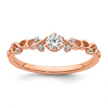 14k Rose Gold Polished Complete Diamond Infinity Design Promise Ring