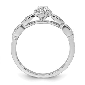 14k White Gold Polished Complete Diamond Round Halo Engagement Ring — alternate view