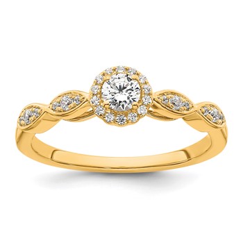 14k Polished Complete Diamond Round Halo Engagement Ring
