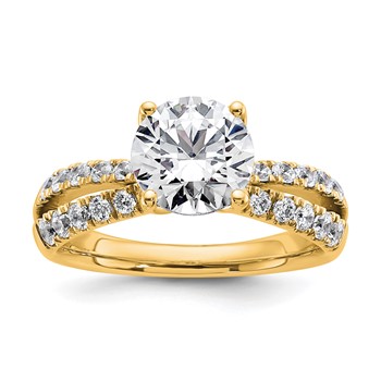 True Origin 14K Yellow Gold 2 5/8 carat Lab Grown Diamond VS+ F+ Complete Round Engagement Ring