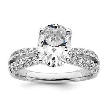 True Origin 14K White Gold 2 5/8 carat Lab Grown Diamond VS+ F+ Complete Oval Engagement Ring