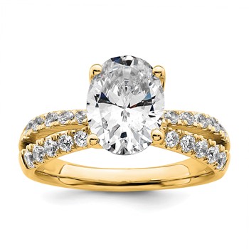 True Origin 14K Yellow Gold 2 5/8 carat Lab Grown Diamond VS+ F+ Complete Oval Engagement Ring