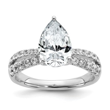 True Origin 14K White Gold 2 5/8 carat Lab Grown Diamond VS+ F+ Complete Pear Engagement Ring