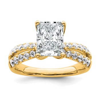 True Origin 14K Yellow Gold 2 5/8 carat Lab Grown Diamond VS+ F+ Complete Radiant Engagement Ring