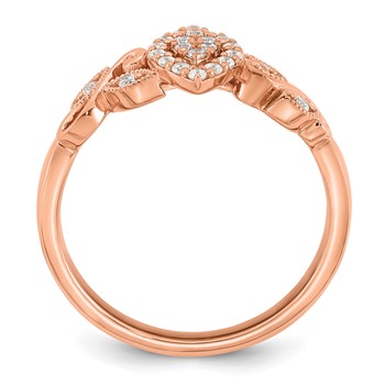 14k Rose Gold Complete Diamond Cluster Marquise Engagement Ring — alternate view