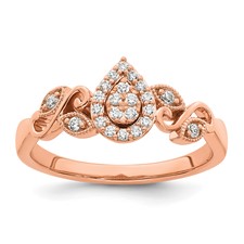 Image of 14k Rose Complete Diamond Cluster Teardrop Engagement Ring