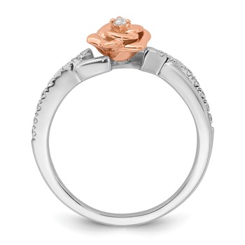14k Two-tone Complete Diamond Bypass Rose Promise Ring — alternate view