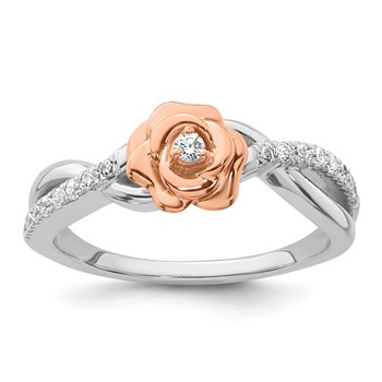 14k Two-tone Complete Diamond Bypass Rose Promise Ring