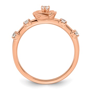 14K Rose Gold Complete Diamond Rose Promise Ring — alternate view