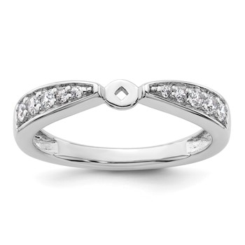 14k White Gold Polished Semi-mount Diamond Peg Set Engagement Ring
