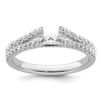14k White Gold Polished Semi-mount Diamond Peg Set Engagement Ring