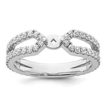 14k White Gold Polished Semi-mount Diamond Peg Set Engagement Ring