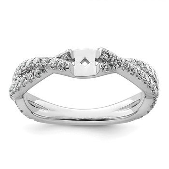14k White Gold Semi-mount Diamond Peg Set Twisted Engagement Ring