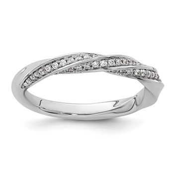 14k White Gold Complete Diamond Twisted Wedding Band
